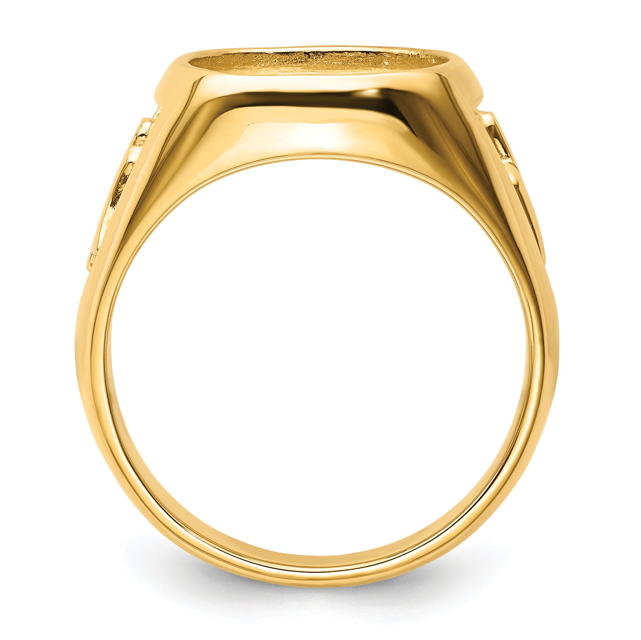 14k Men's Polished and Textured Masonic Ring Mounting (No Stone Included) Secondary image