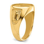 14k Men's Polished and Textured Masonic Ring Mounting (No Stone Included)