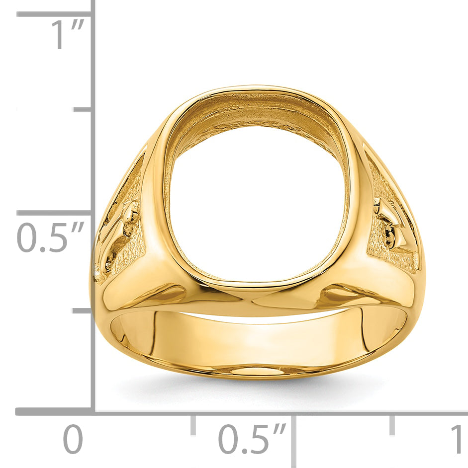 14k Men's Polished and Textured Masonic Ring Mounting (No Stone Included)