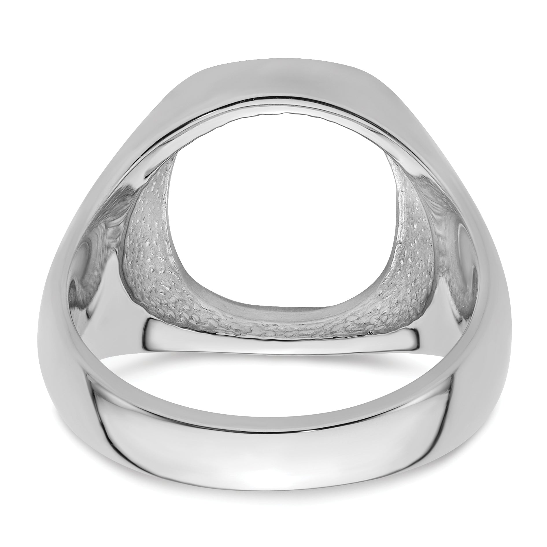 14k White Gold Men's Polished and Textured Masonic Ring Mounting (No Stone Included)