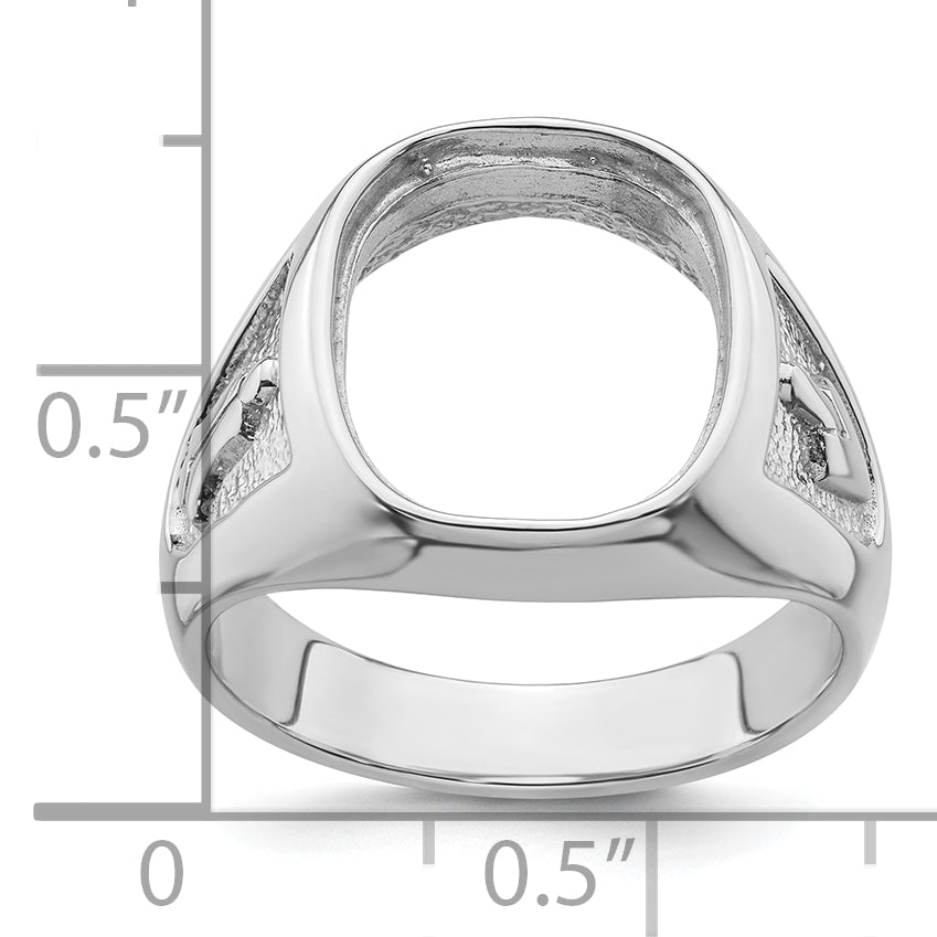 14k White Gold Men's Polished and Textured Masonic Ring Mounting (No Stone Included)