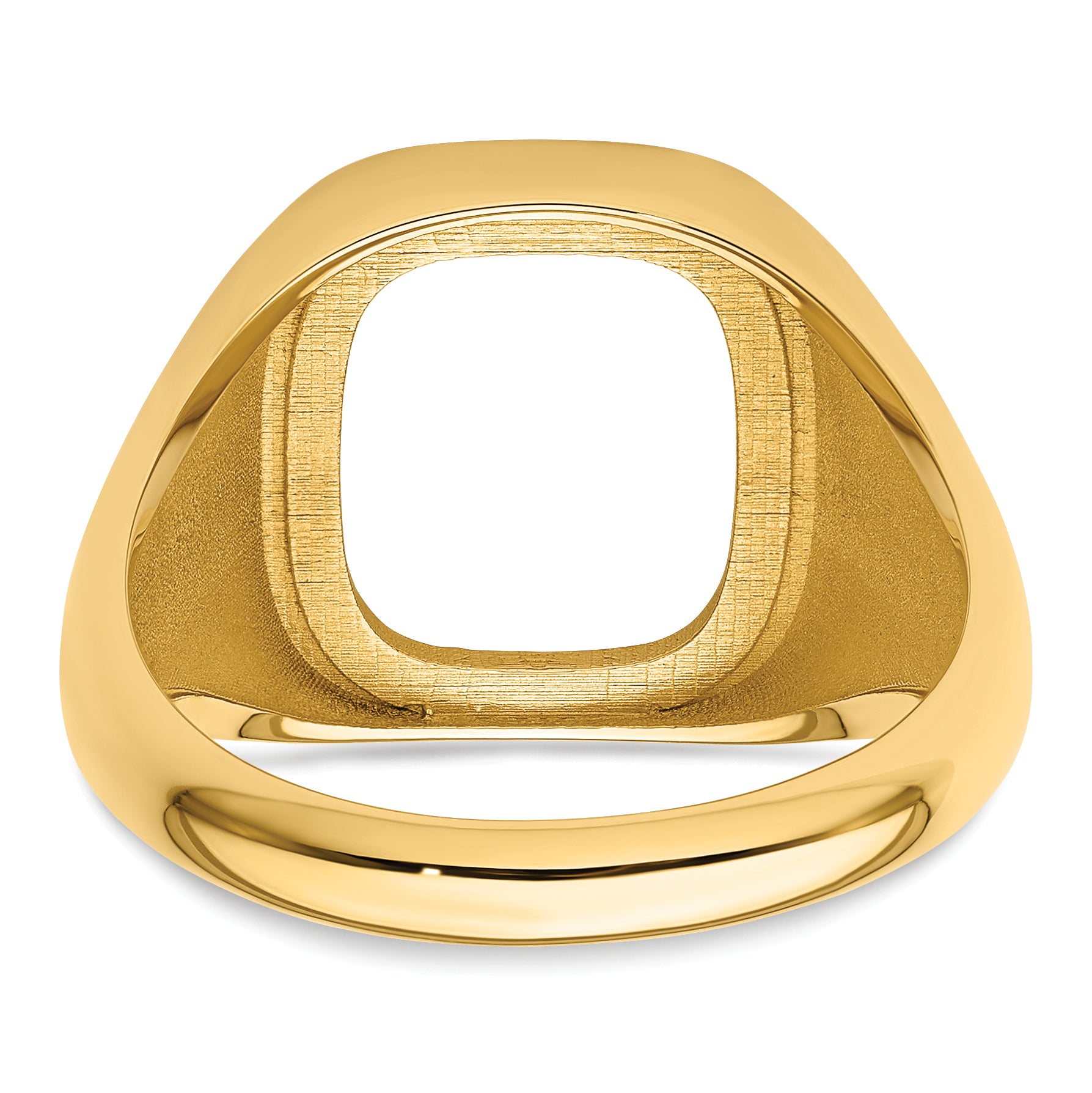 14k Men's Polished and Textured Masonic Ring Mounting (No Stone Included)