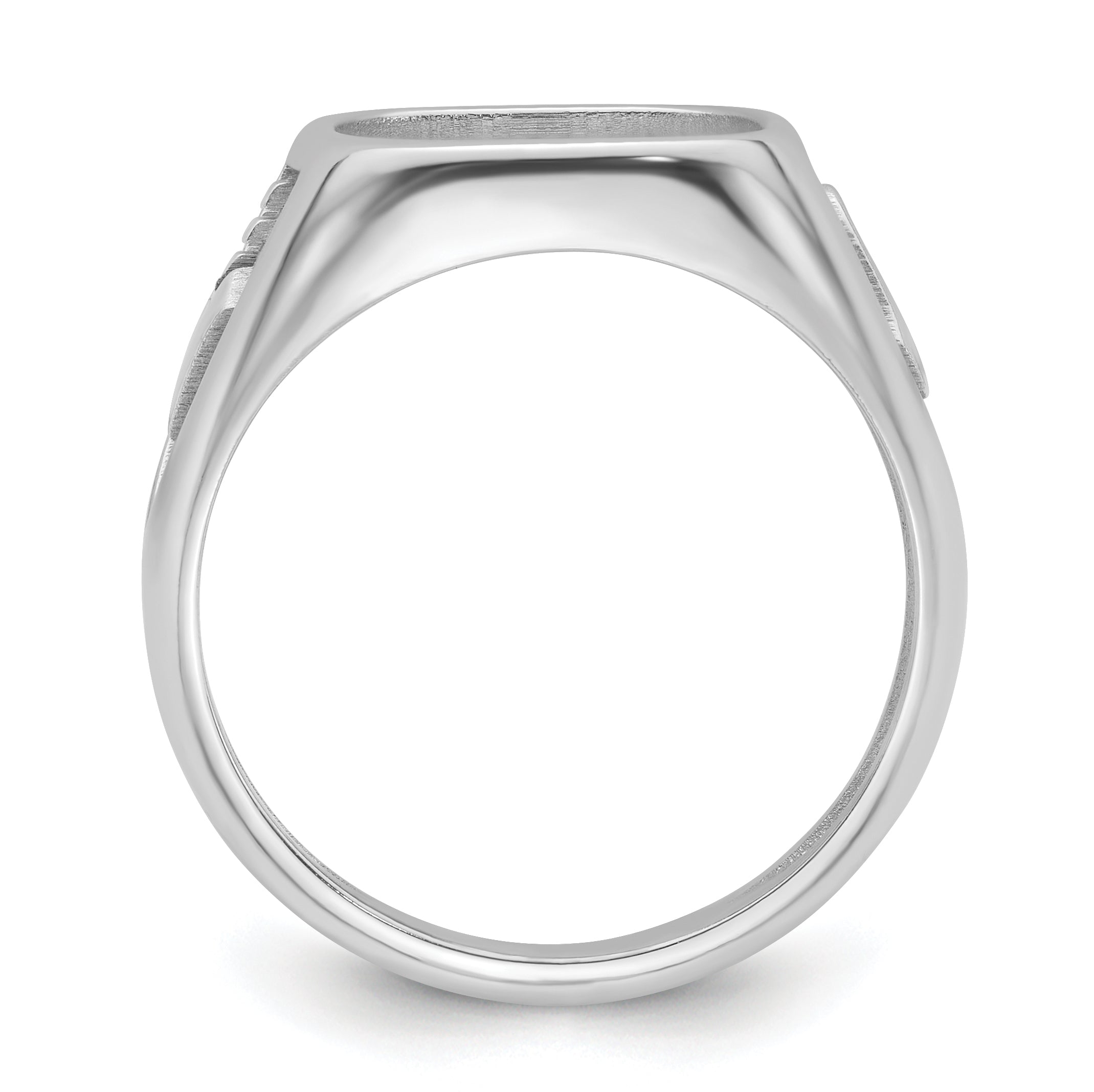 14k White Gold Men's Polished and Textured Masonic Ring Mounting (No Stone Included)