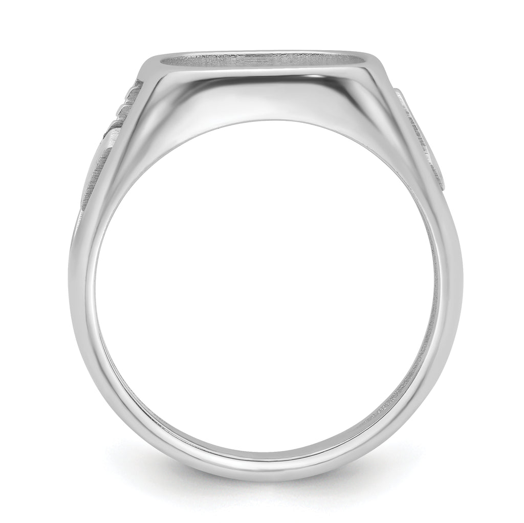 14k White Gold Men's Polished and Textured Masonic Ring Mounting (No Stone Included)