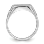 14k White Gold Men's Polished and Textured Masonic Ring Mounting (No Stone Included)