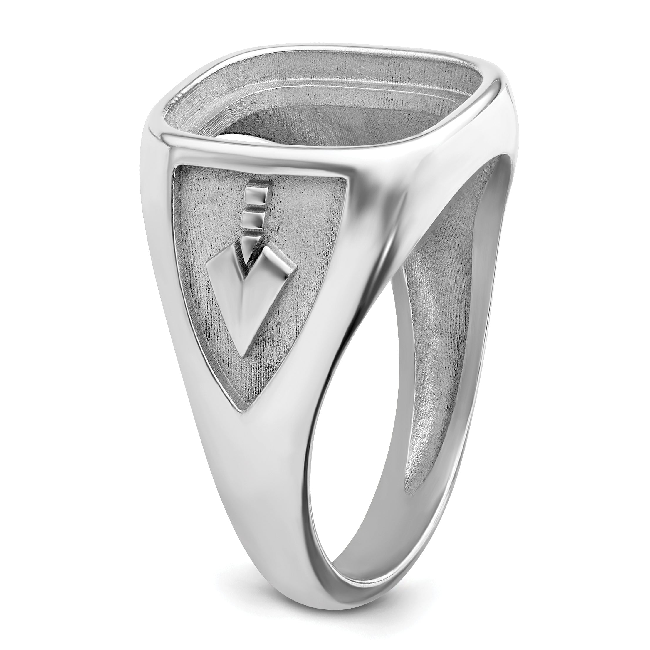 14k White Gold Men's Polished and Textured Masonic Ring Mounting (No Stone Included)