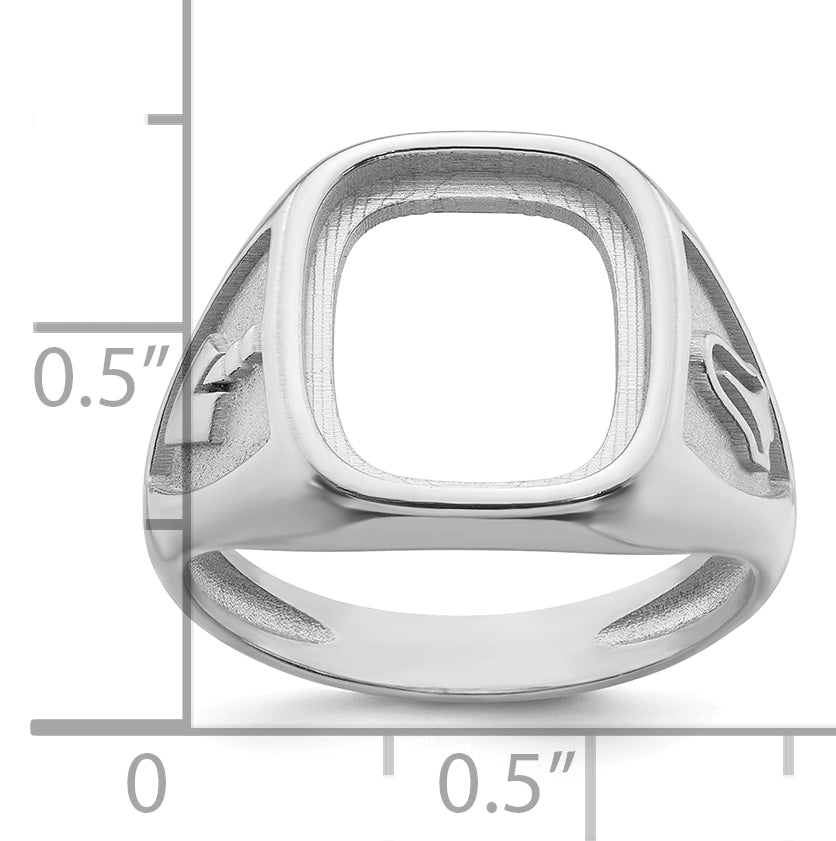 14k White Gold Men's Polished and Textured Masonic Ring Mounting (No Stone Included)
