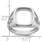 14k White Gold Men's Polished and Textured Masonic Ring Mounting (No Stone Included)