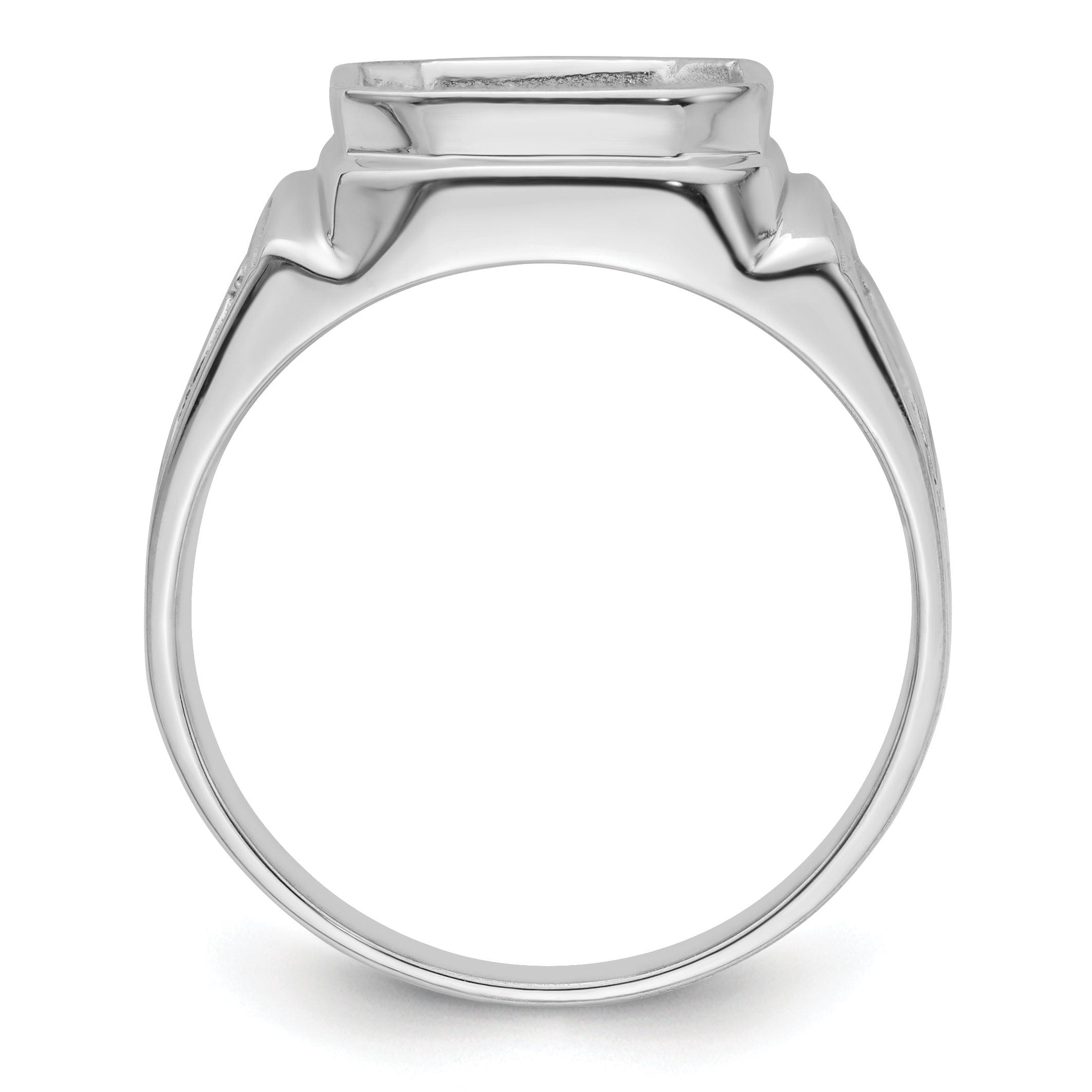 14k White Gold Men's Polished and Textured Masonic Ring Mounting (No Stone Included)