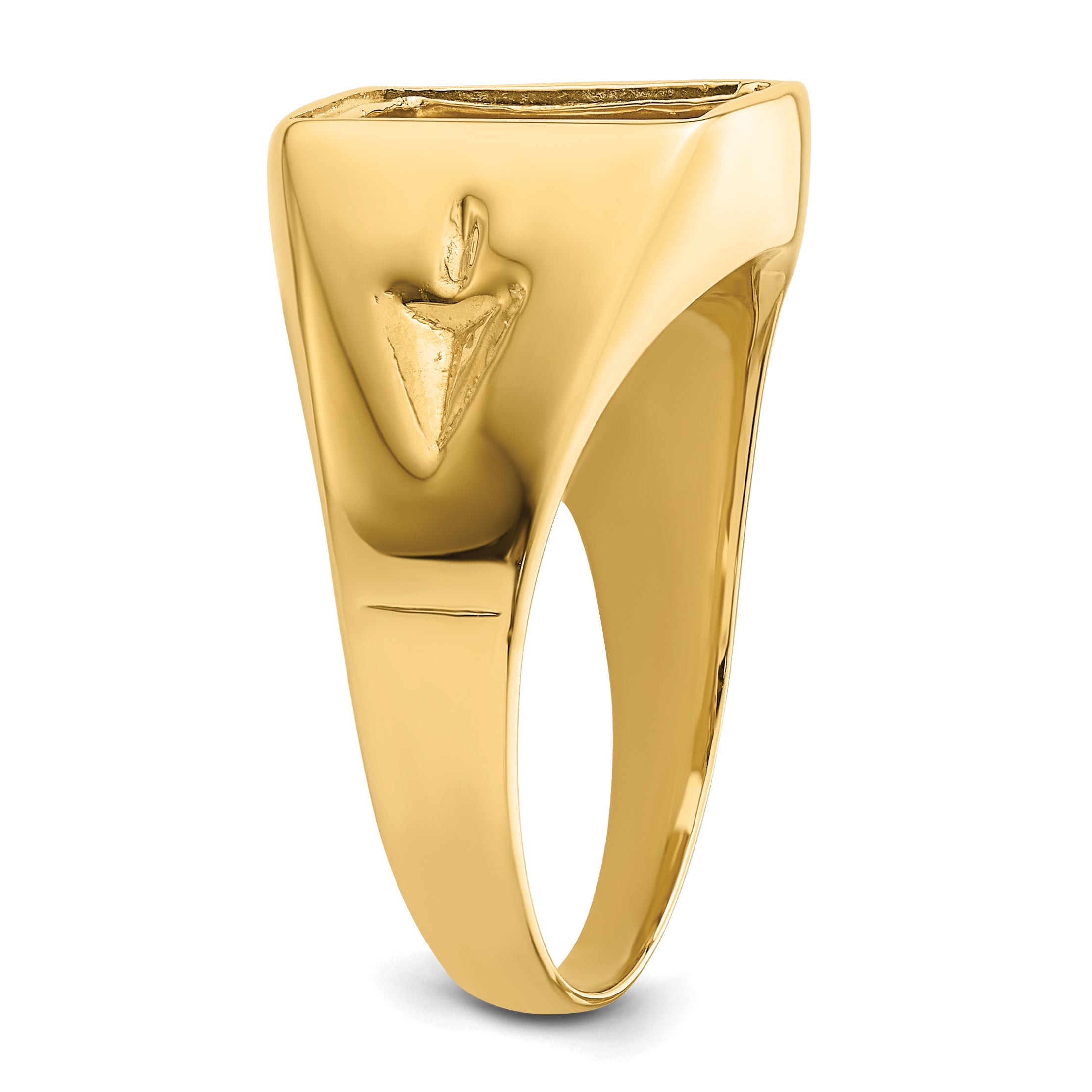 14k Men's Polished and Grooved Masonic Ring Mounting (No Stone Included)