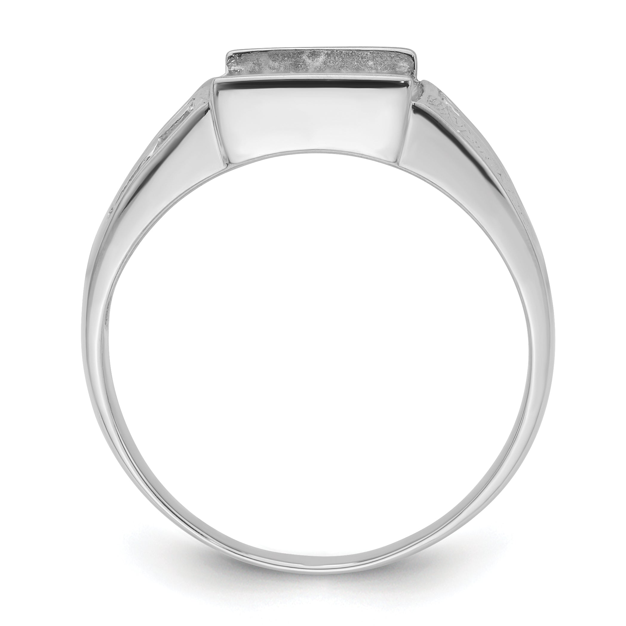 14k White Gold Men's Polished and Textured Masonic Ring Mounting (No Stone Included) Secondary image