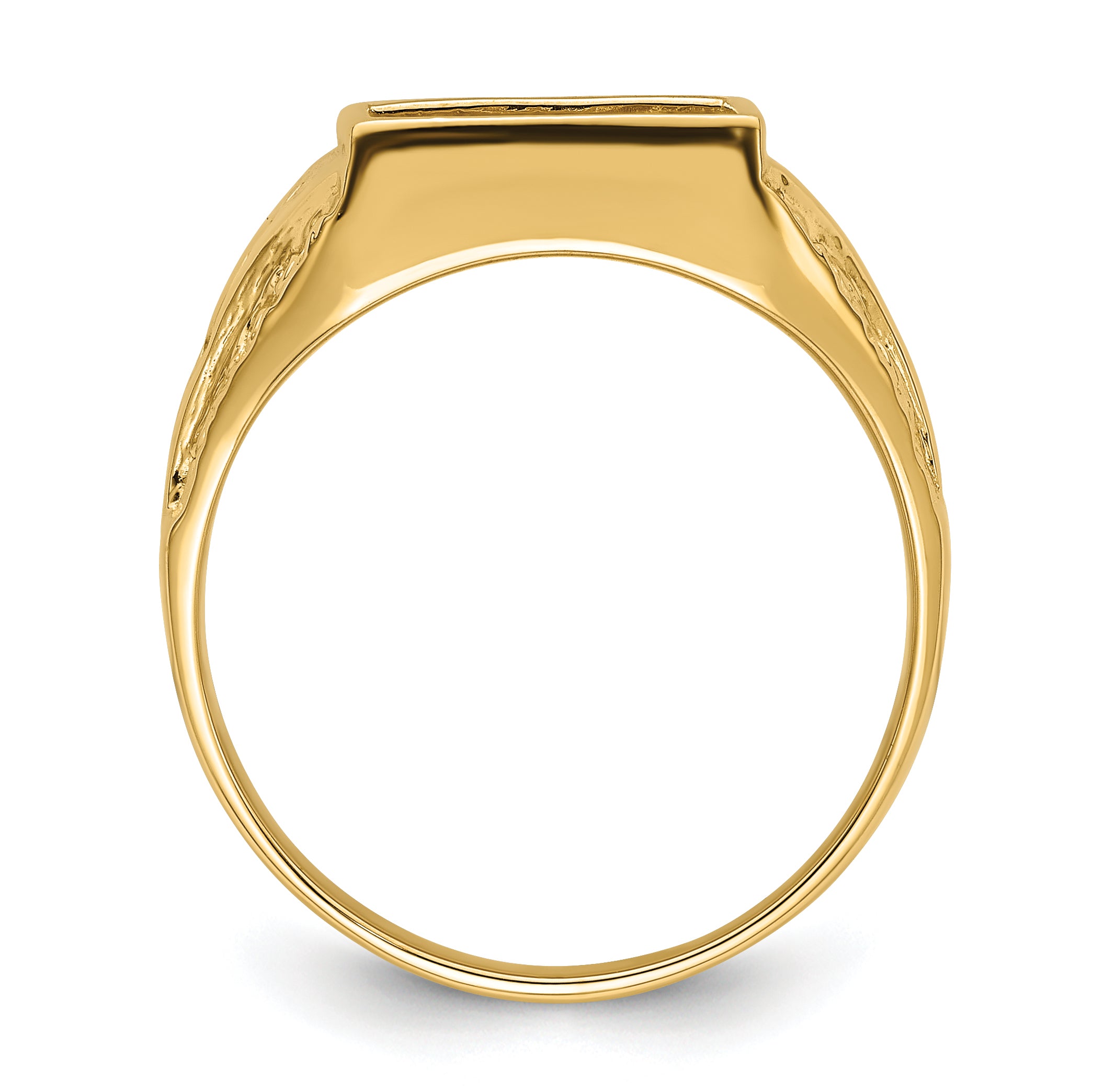 14k Men's Polished and Textured Masonic Ring Mounting (No Stone Included) Secondary image
