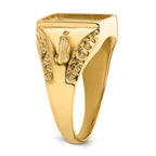 14k Men's Polished and Textured Masonic Ring Mounting (No Stone Included)