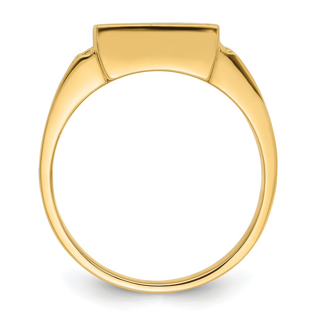 14k Men's Polished and Textured Masonic Ring Mounting (No Stone Included)