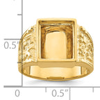 14k Men's Polished and Textured Masonic Ring Mounting (No Stone Included)