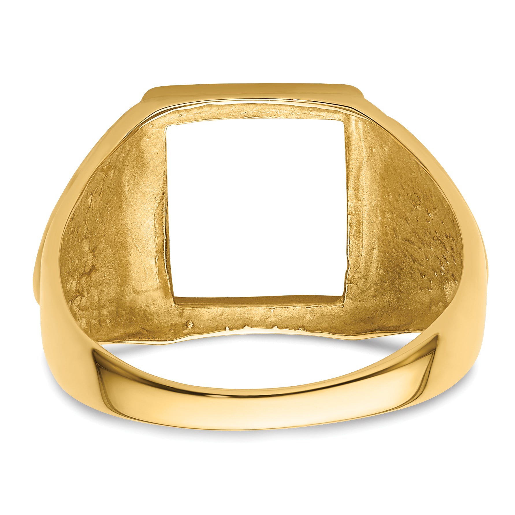 14k Men's Polished and Textured Masonic Ring Mounting (No Stone Included)