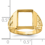 14k Men's Polished and Textured Masonic Ring Mounting (No Stone Included)