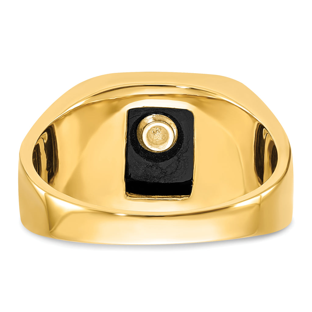 14k Men's Polished and Textured Masonic Ring Mounting (No Stone Included)