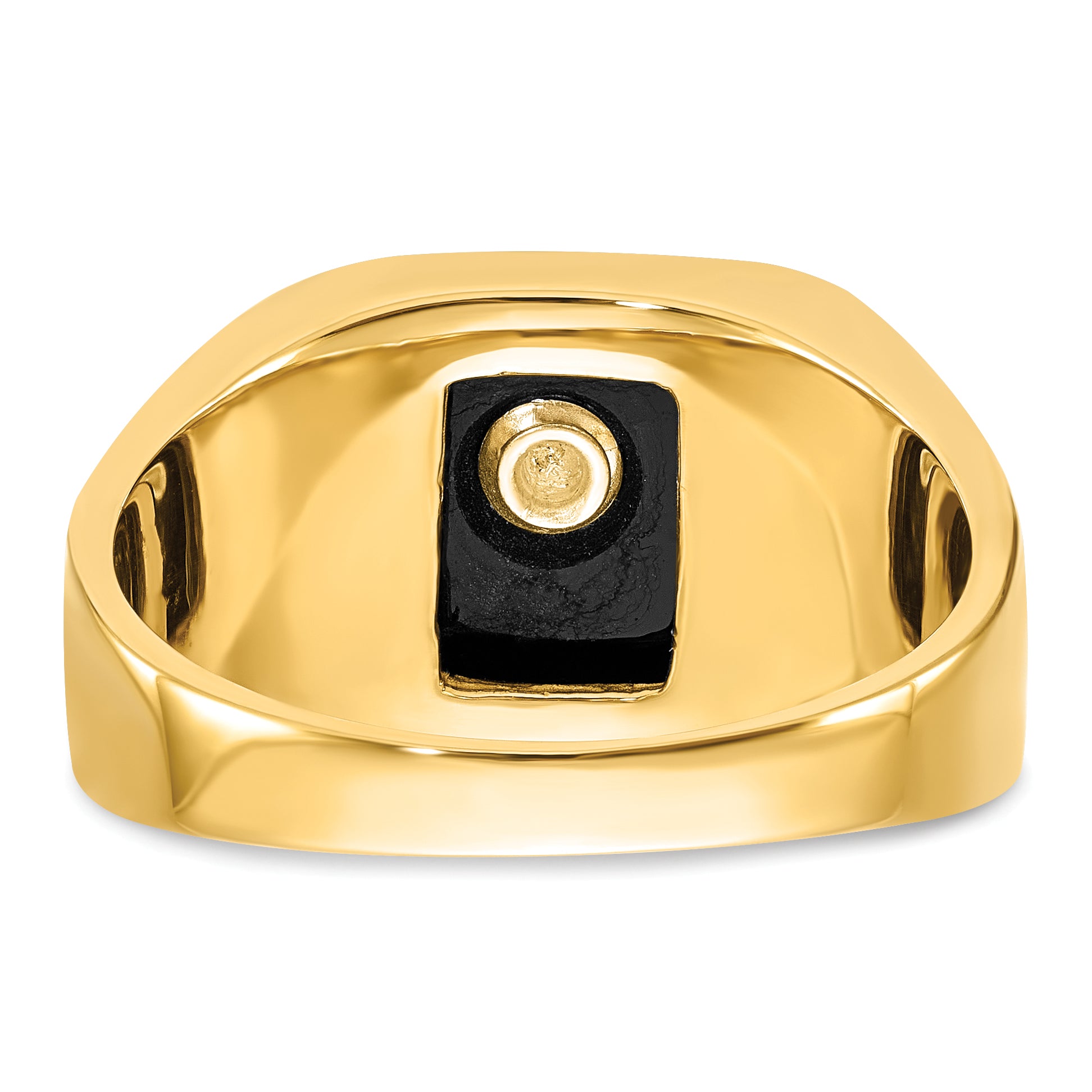 14k Men's Polished and Textured with Black Enamel & Onyx Masonic Ring