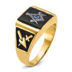 14k Men's Polished and Textured Masonic Ring Mounting (No Stone Included)