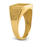 14k Men's Polished and Textured Masonic Ring Mounting (No Stone Included)