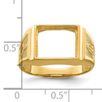 14k Men's Polished and Textured Masonic Ring Mounting (No Stone Included)