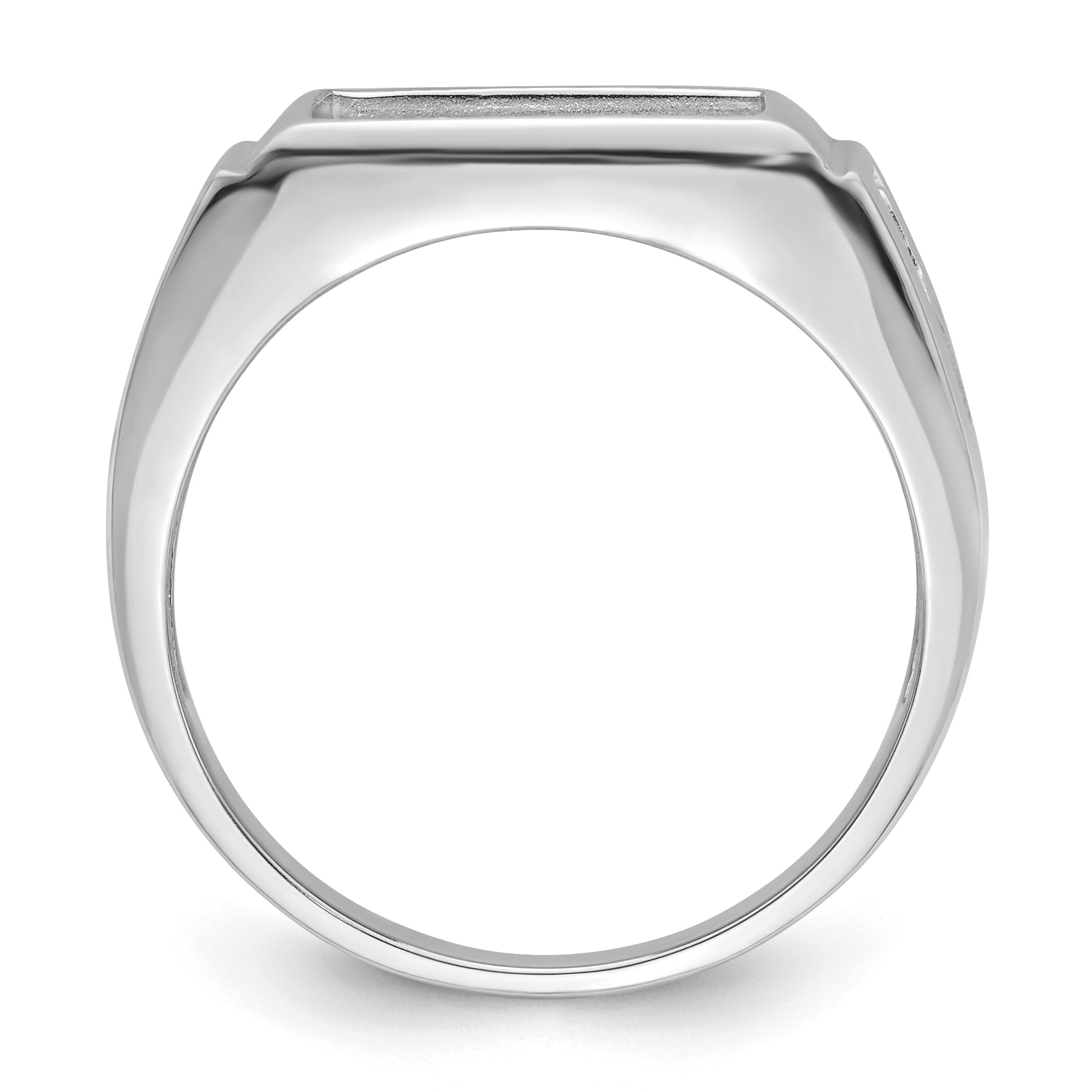 14k White Gold Men's Polished and Textured Masonic Ring Mounting (No Stone Included)