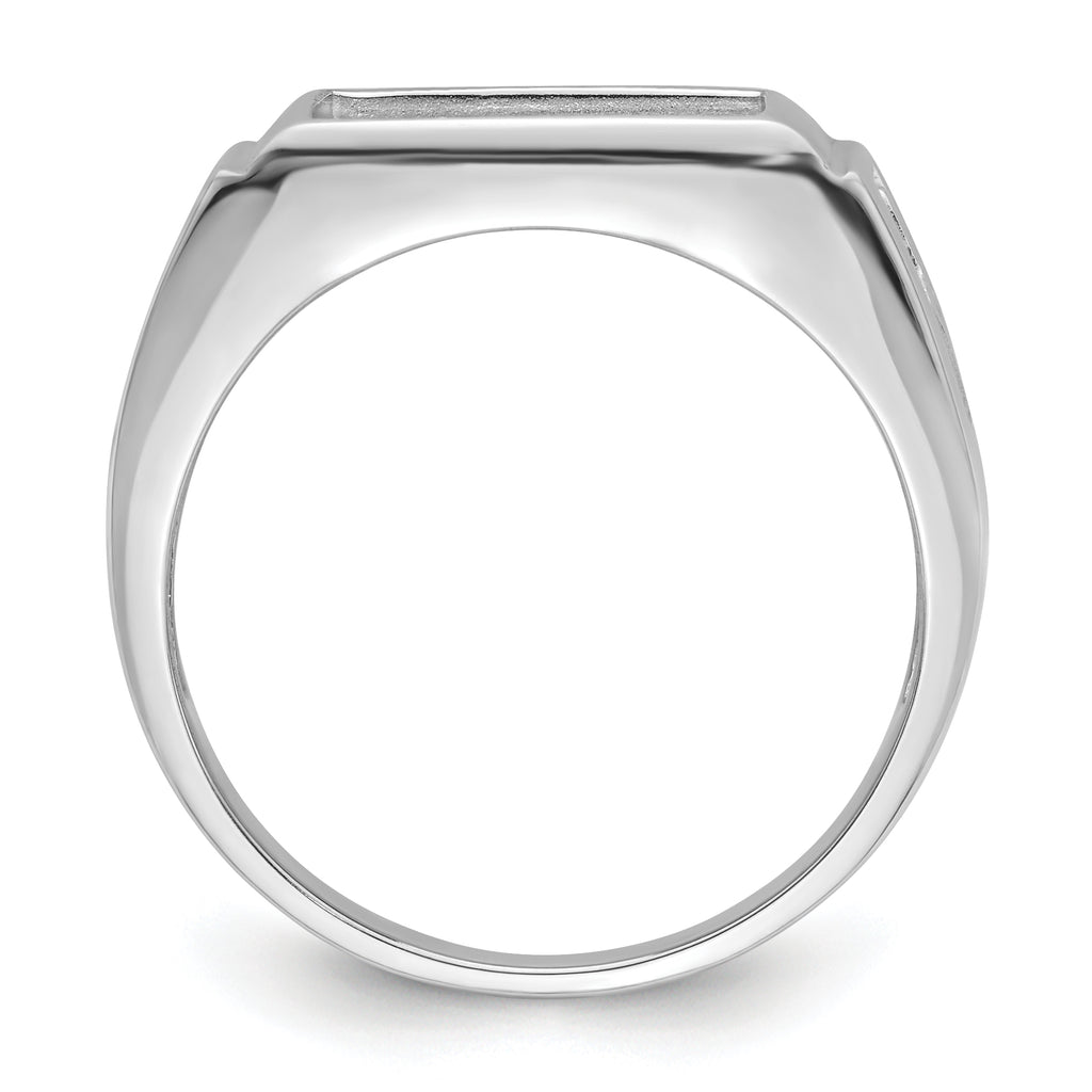 14k White Gold Men's Polished and Textured Masonic Ring Mounting (No Stone Included)