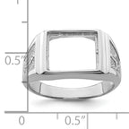 14k White Gold Men's Polished and Textured Masonic Ring Mounting (No Stone Included)