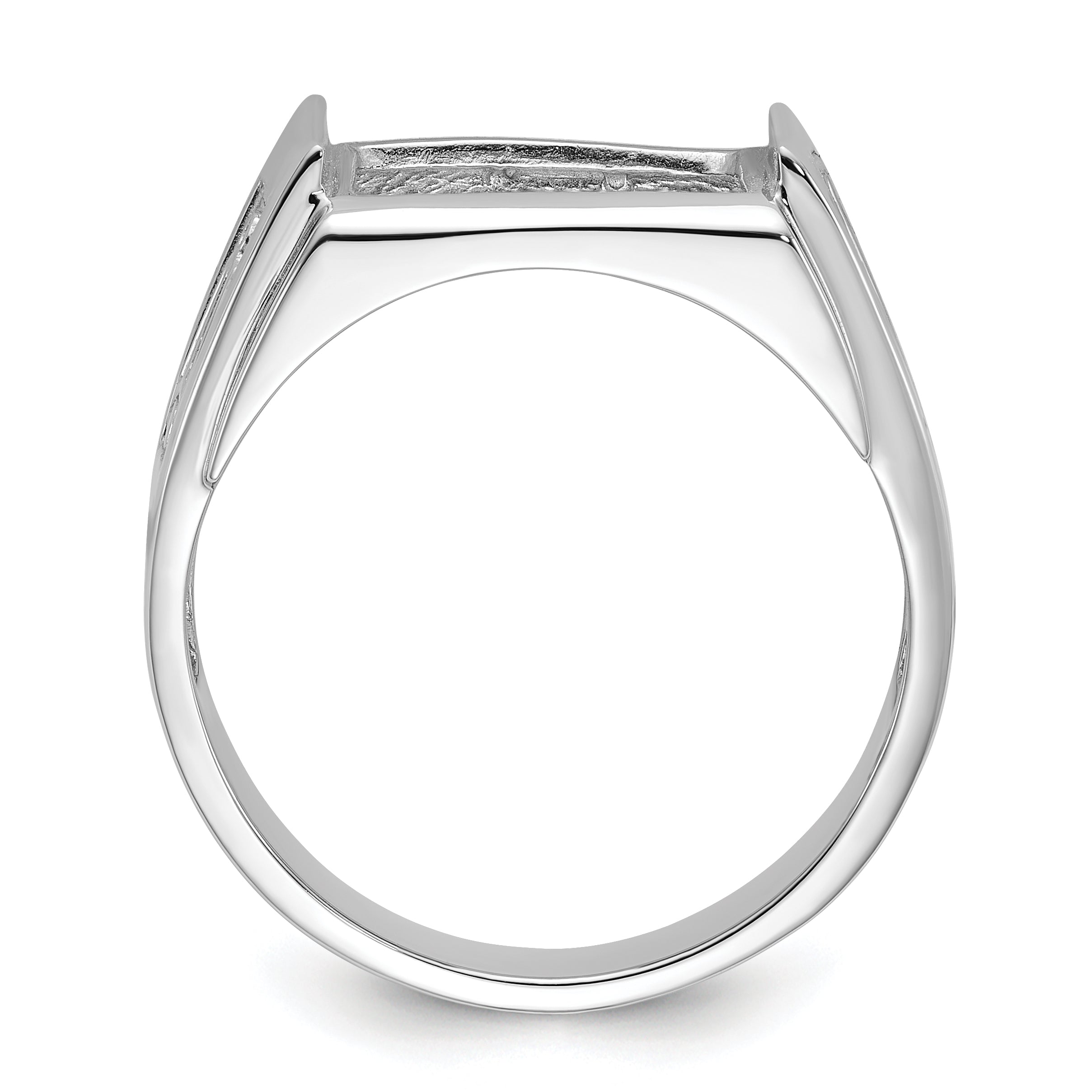 14k White Gold Men's Polished and Textured Masonic Ring Mounting (No Stone Included) Secondary image