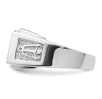 14k White Gold Men's Polished and Textured Masonic Ring Mounting (No Stone Included)