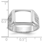 14k White Gold Men's Polished and Textured Masonic Ring Mounting (No Stone Included)