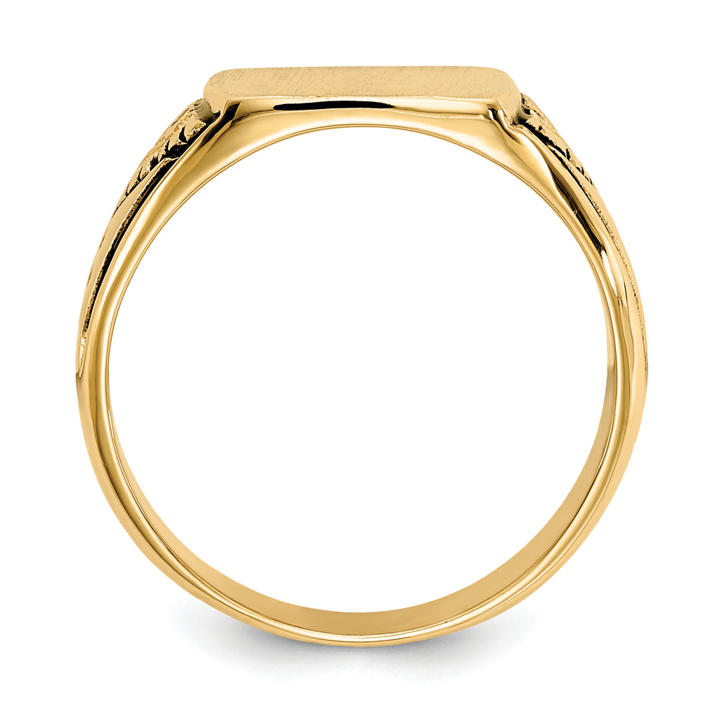14k 11.5x11.0mm Closed Back Antiqued Signet Ring