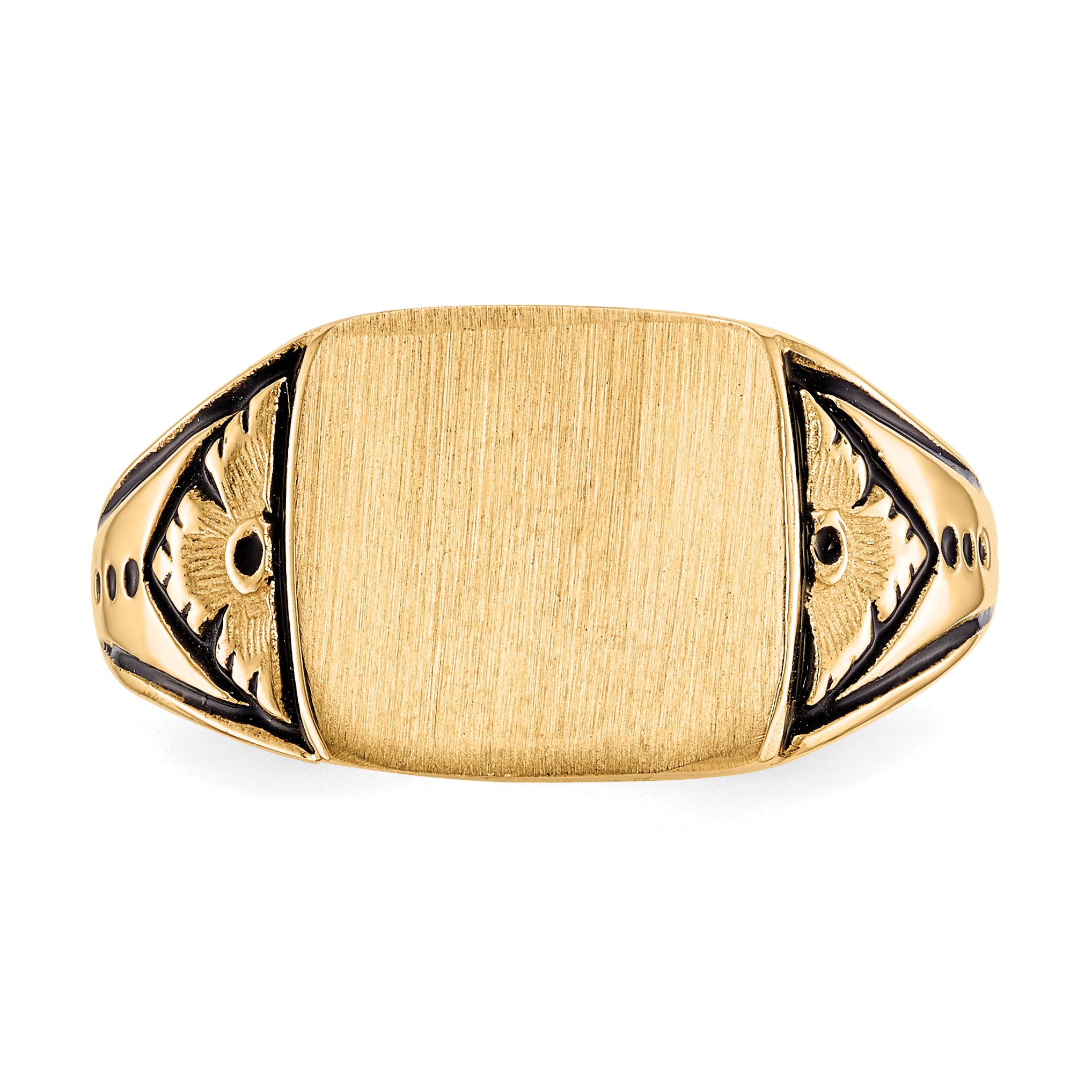 14k 11.5x11.0mm Closed Back Antiqued Signet Ring