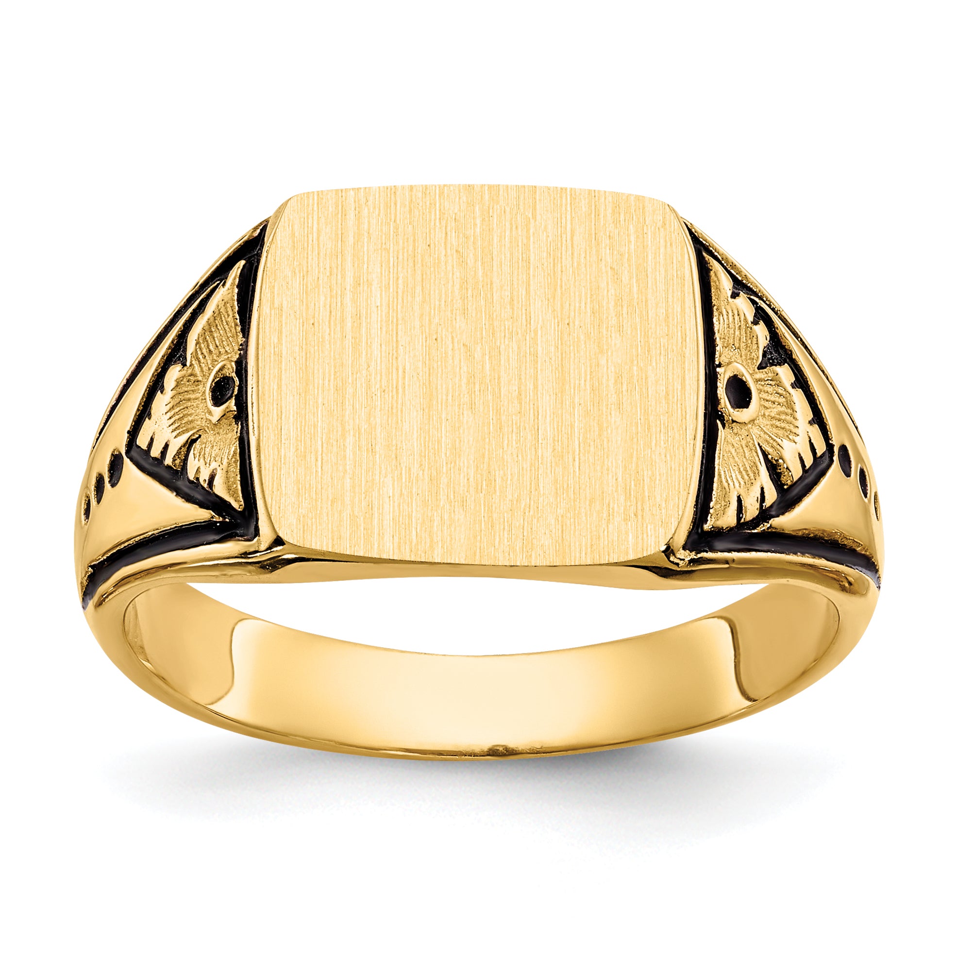 14k 11.5x11.0mm Closed Back Antiqued Signet Ring Main image