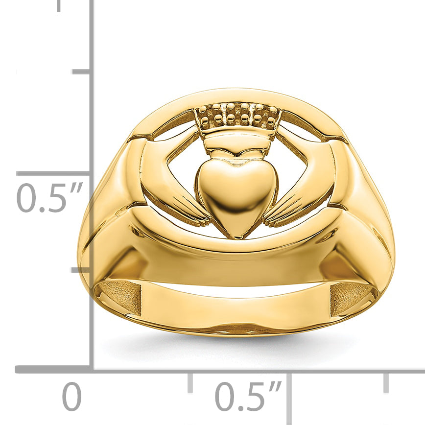 14k .01ct. Diamond and Onyx Mens Claddagh Ring Mounting (No Stone Included)