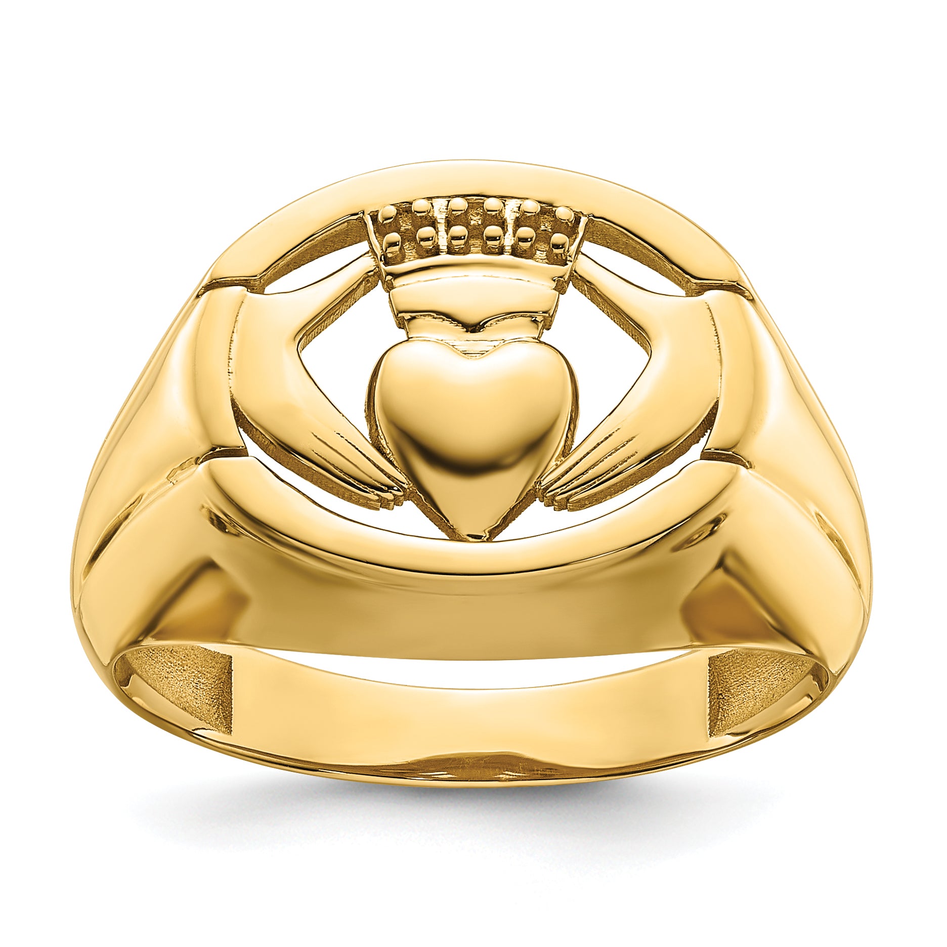 14k .01ct. Diamond and Onyx Mens Claddagh Ring Mounting (No Stone Included) Main image