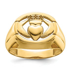 14k .01ct. Diamond and Onyx Mens Claddagh Ring Mounting (No Stone Included)
