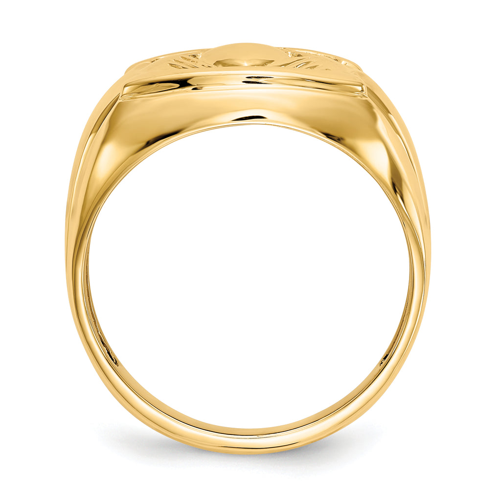 14k AA Diamond and Onyx Mens Claddagh Ring