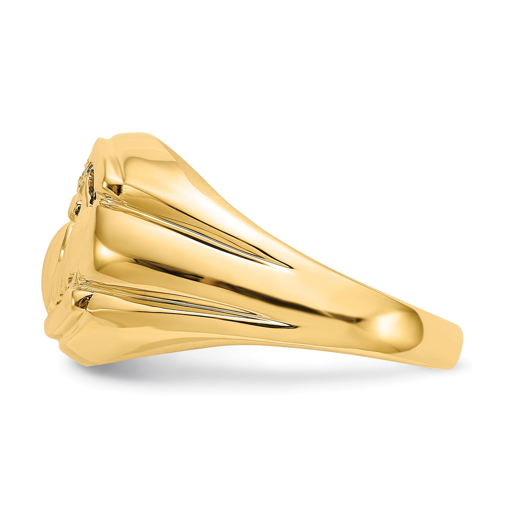 14k AA Diamond and Onyx Mens Claddagh Ring