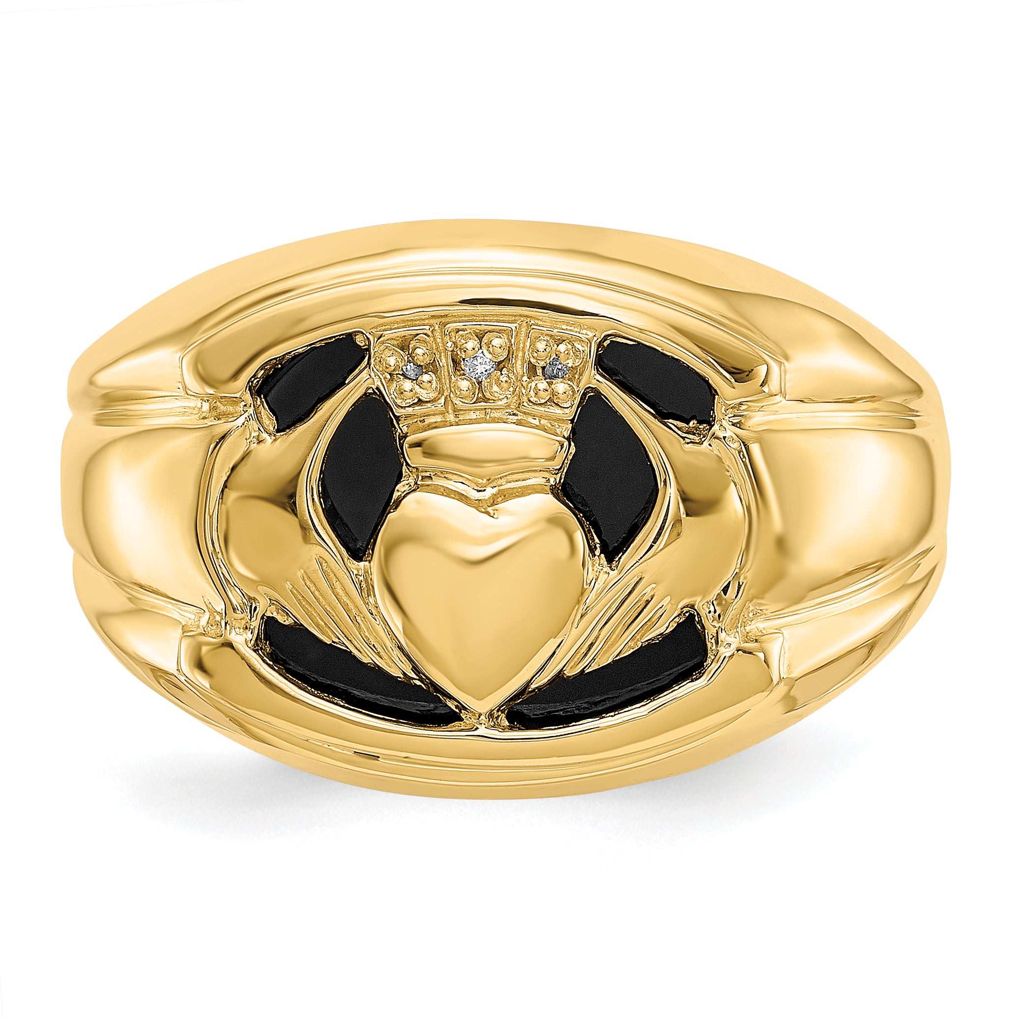 10k .01ct. Diamond and Onyx Mens Claddagh Ring Mounting (No Stones Included)