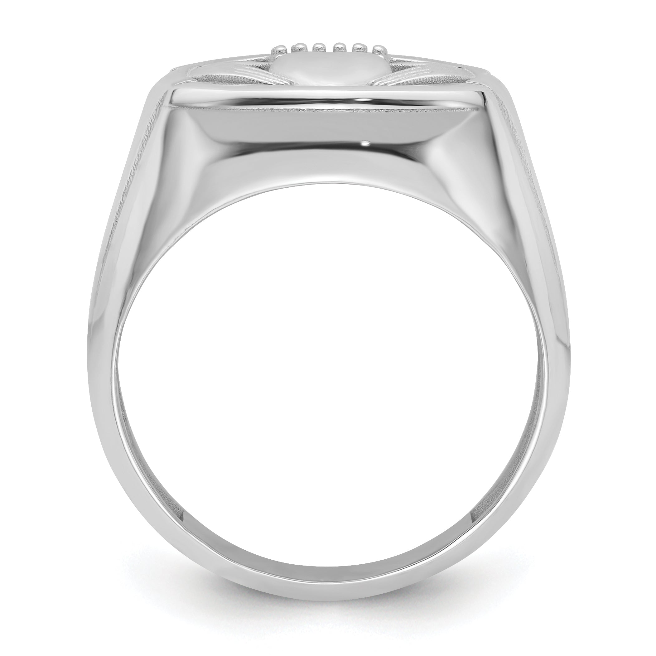 14k White Gold .01ct. Diamond/Onyx Men's Claddagh Ring Mounting (No Stone Included) Secondary image
