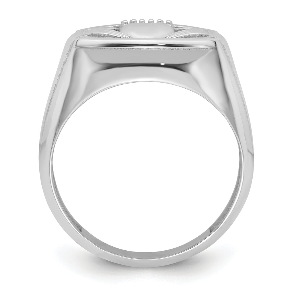 14k White Gold .01ct. Diamond/Onyx Men's Claddagh Ring Mounting (No Stone Included)
