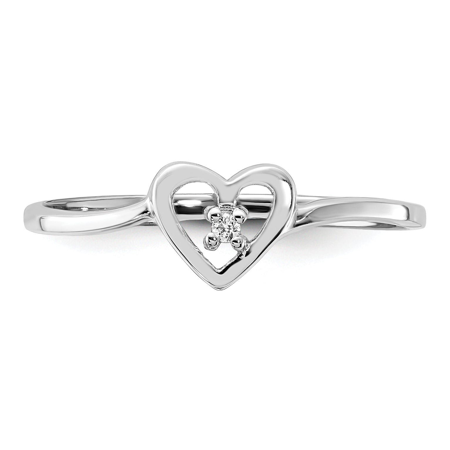 14k White Gold AA Diamond heart ring