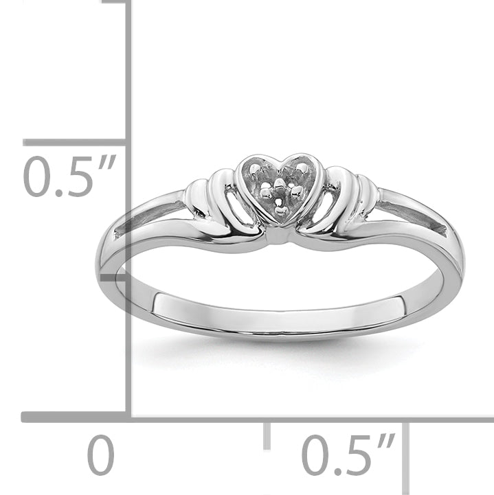 14k White Gold .03ct. Diamond Heart Ring Mounting (No Stone Included)