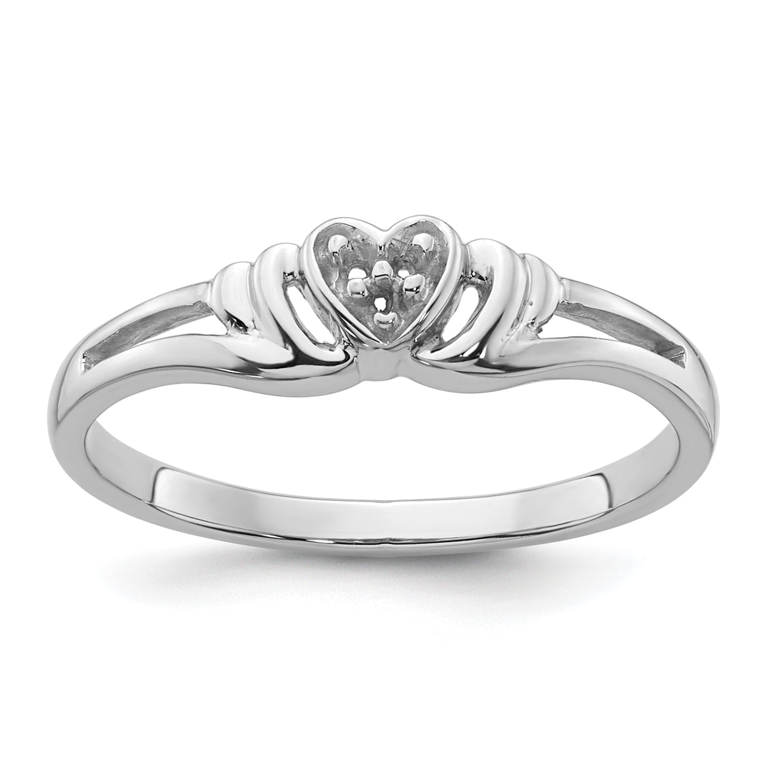 14k White Gold .03ct. Diamond Heart Ring Mounting (No Stone Included)