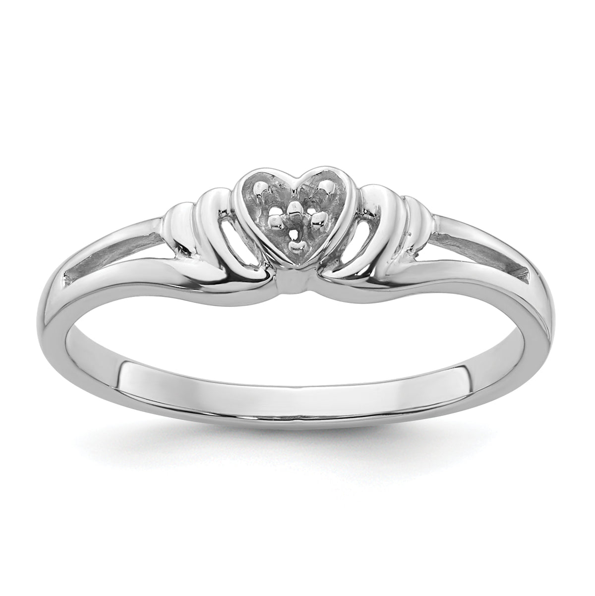 14k White Gold .03ct. Diamond Heart Ring Mounting (No Stone Included)