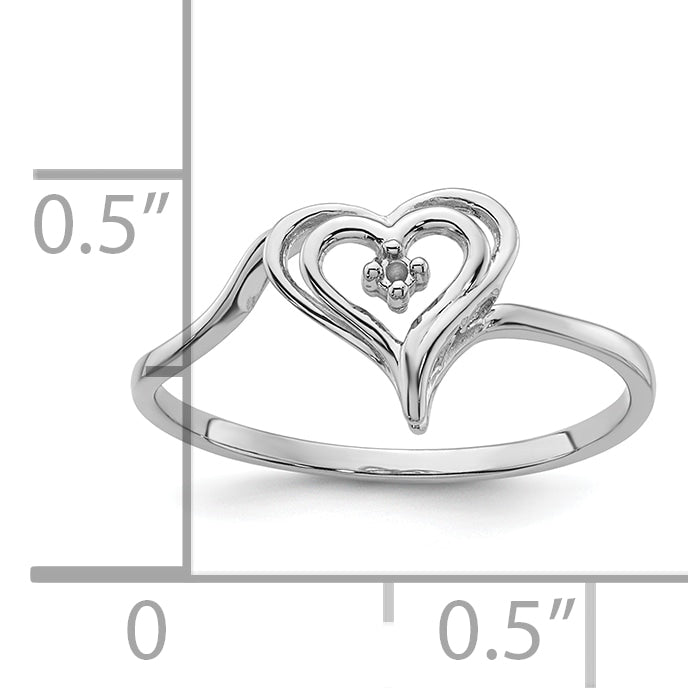 14k White Gold Heart Ring Mounting (No Stone Included)