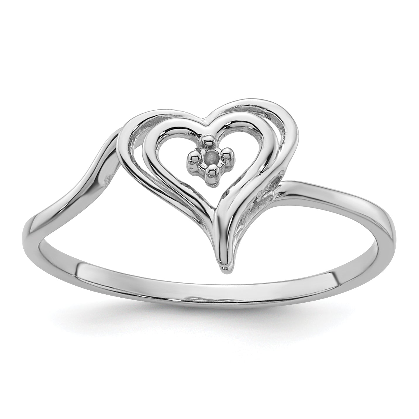 14k White Gold Heart Ring Mounting (No Stone Included)