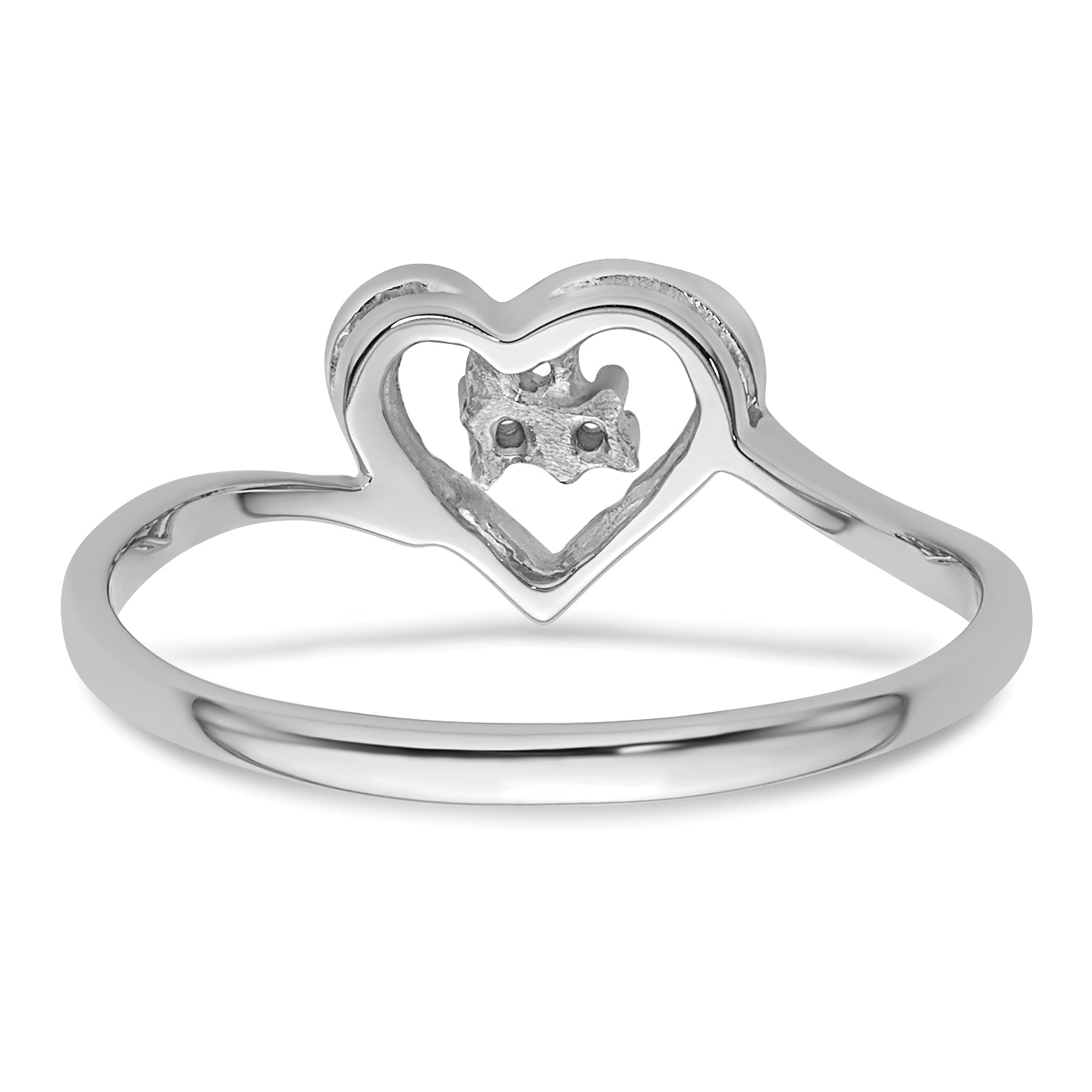 14k White Gold .02ct. Diamond Heart Ring Mounting (No Stone Included)